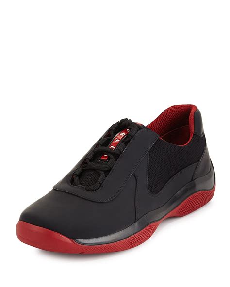 prada punta ala high top sneaker|Prada Punta Ala Leather Sneaker, Black/Red .